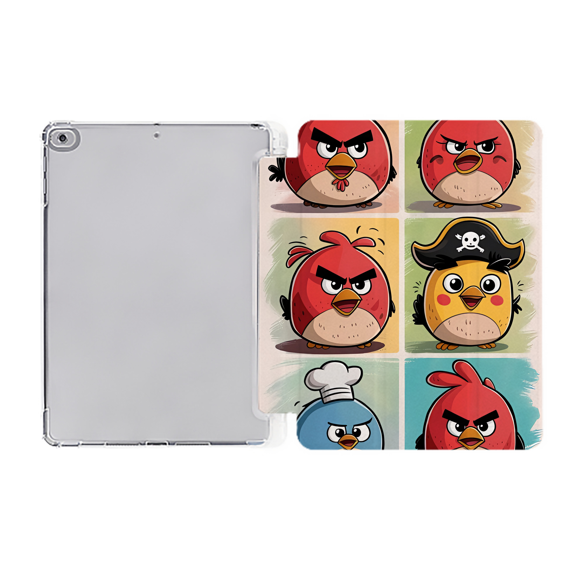 （画像用） Angry Birds アングリーバード IPad ケース ペン収納付き 三つ折りスタンド PUレザー×シリコン 対応機種9.5/10.5/10.9インチ